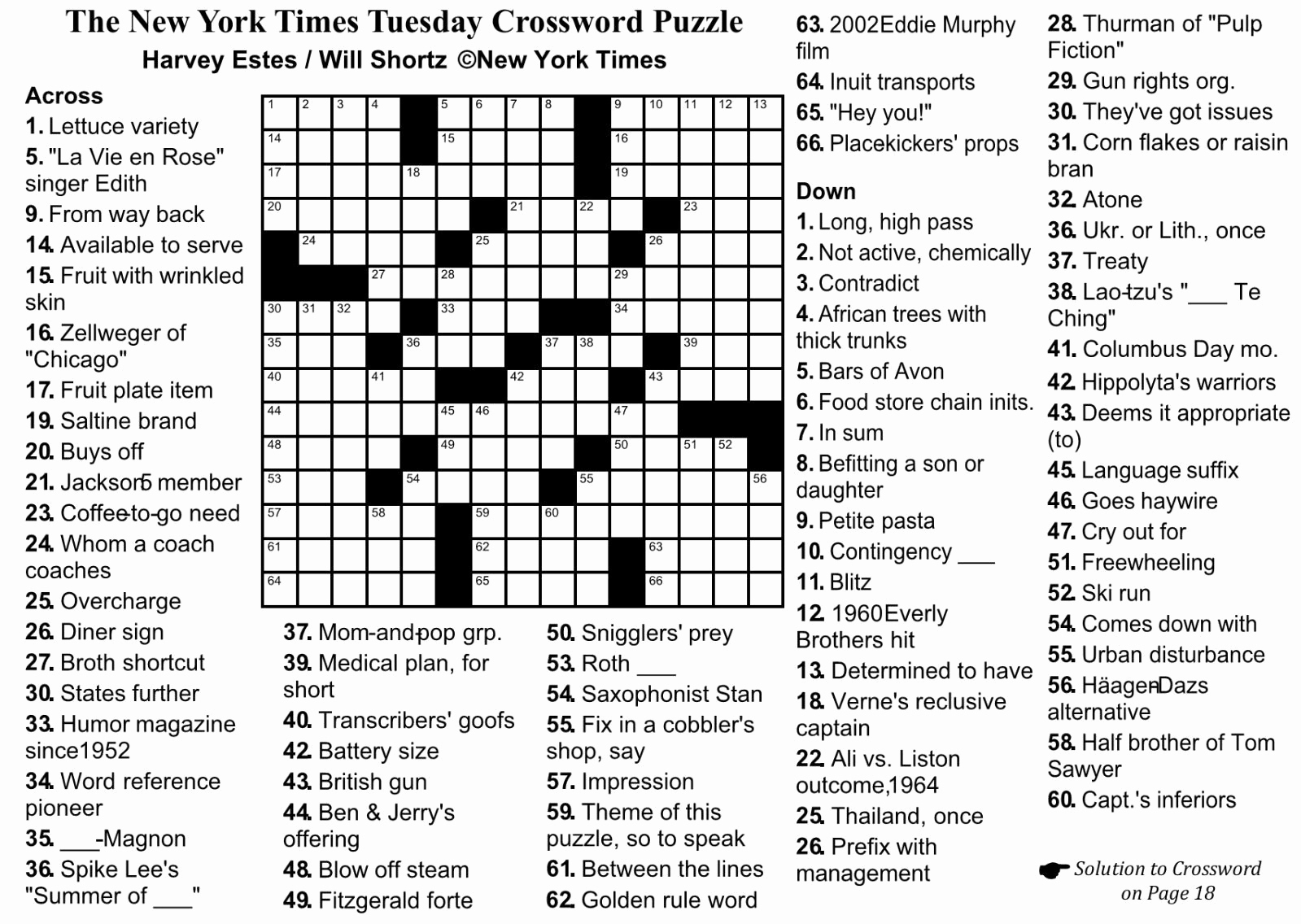 Free Crossword Puzzles Printable Or New York Times Crossword Puzzle - Crossword Puzzle Maker Printable