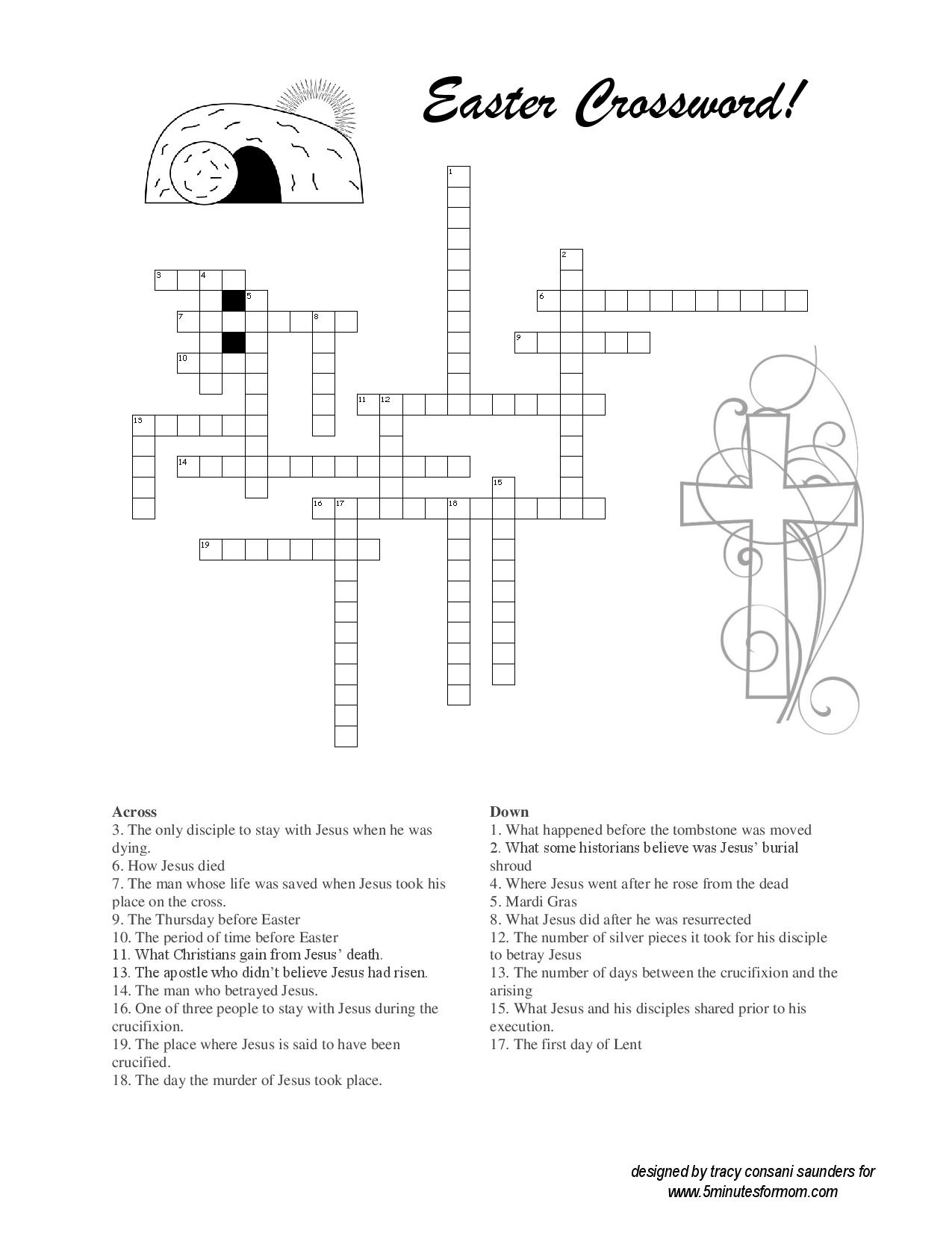 Free Easter Printables For Kids - Coloring Sheets And Crosswords - 5 - Printable Crossword Puzzles For Easter