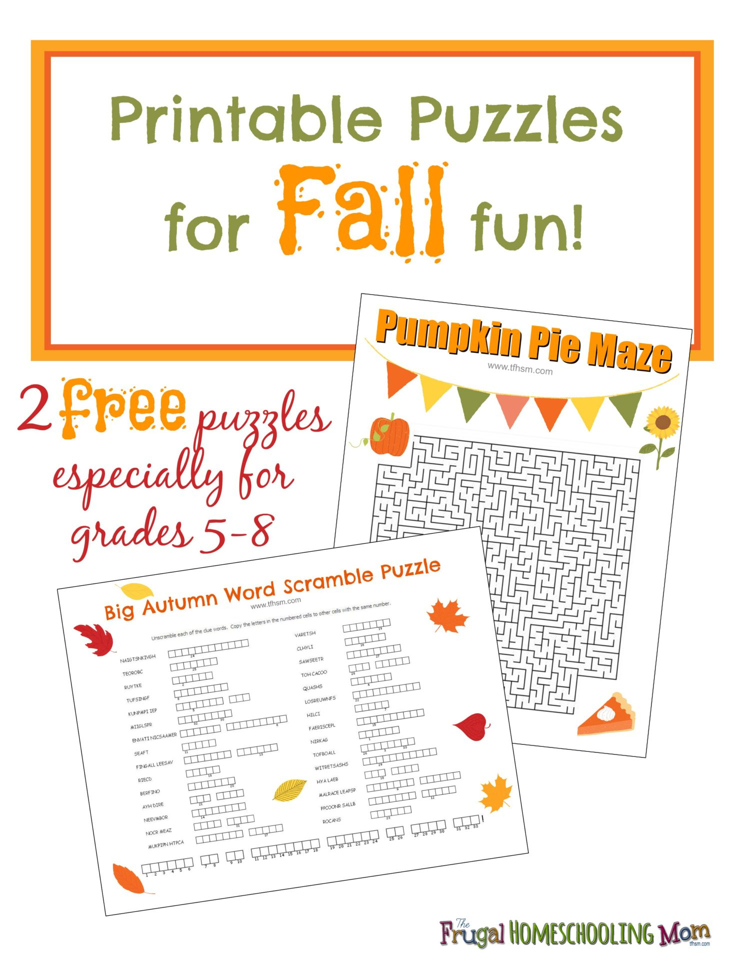 Free Fall Printable Puzzles – The Frugal Homeschooling Mom Aka Tfhsm - Printable Puzzle Middle School