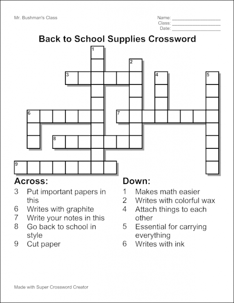 Make A Crossword Puzzle For Free To Print