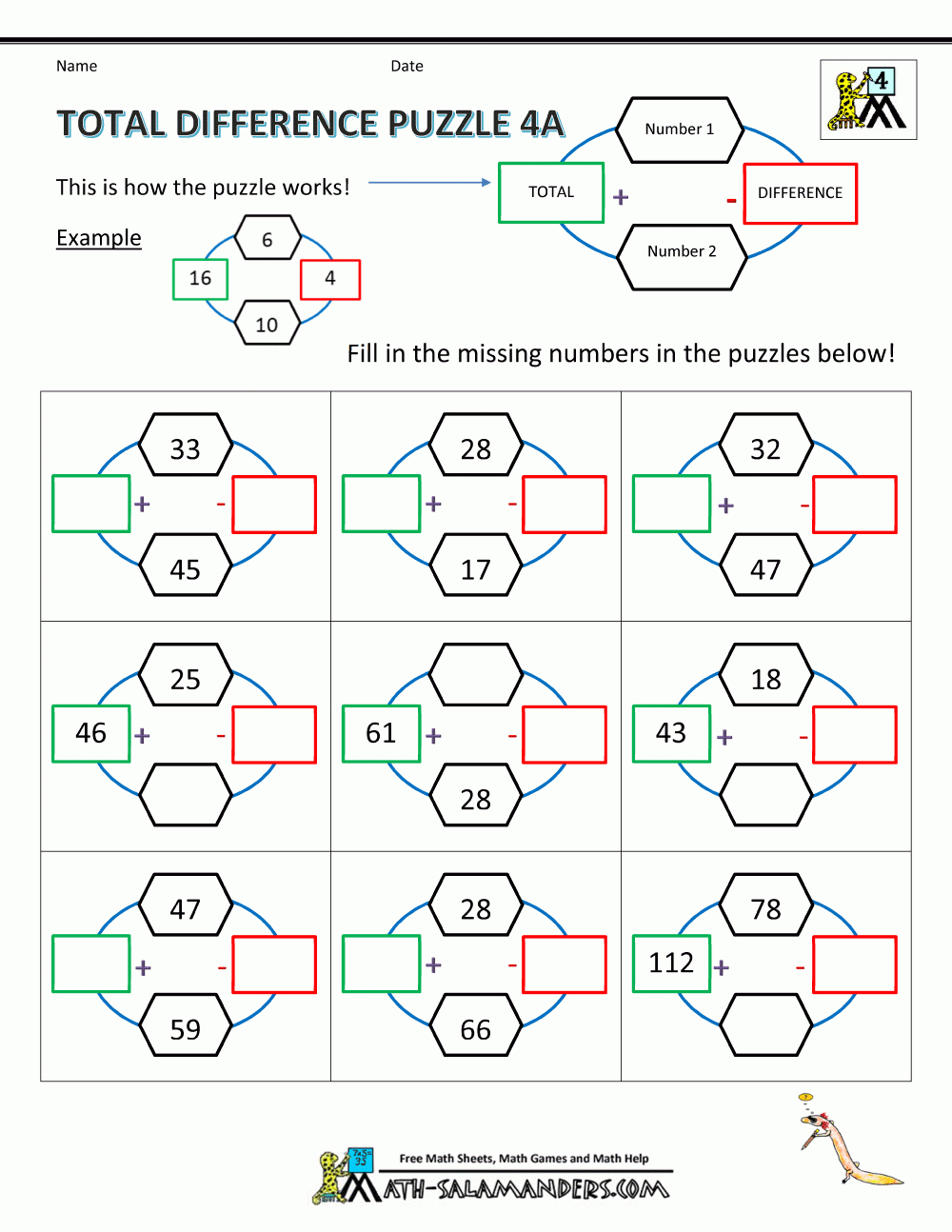 Free Math Puzzles 4Th Grade - Print Math Puzzle