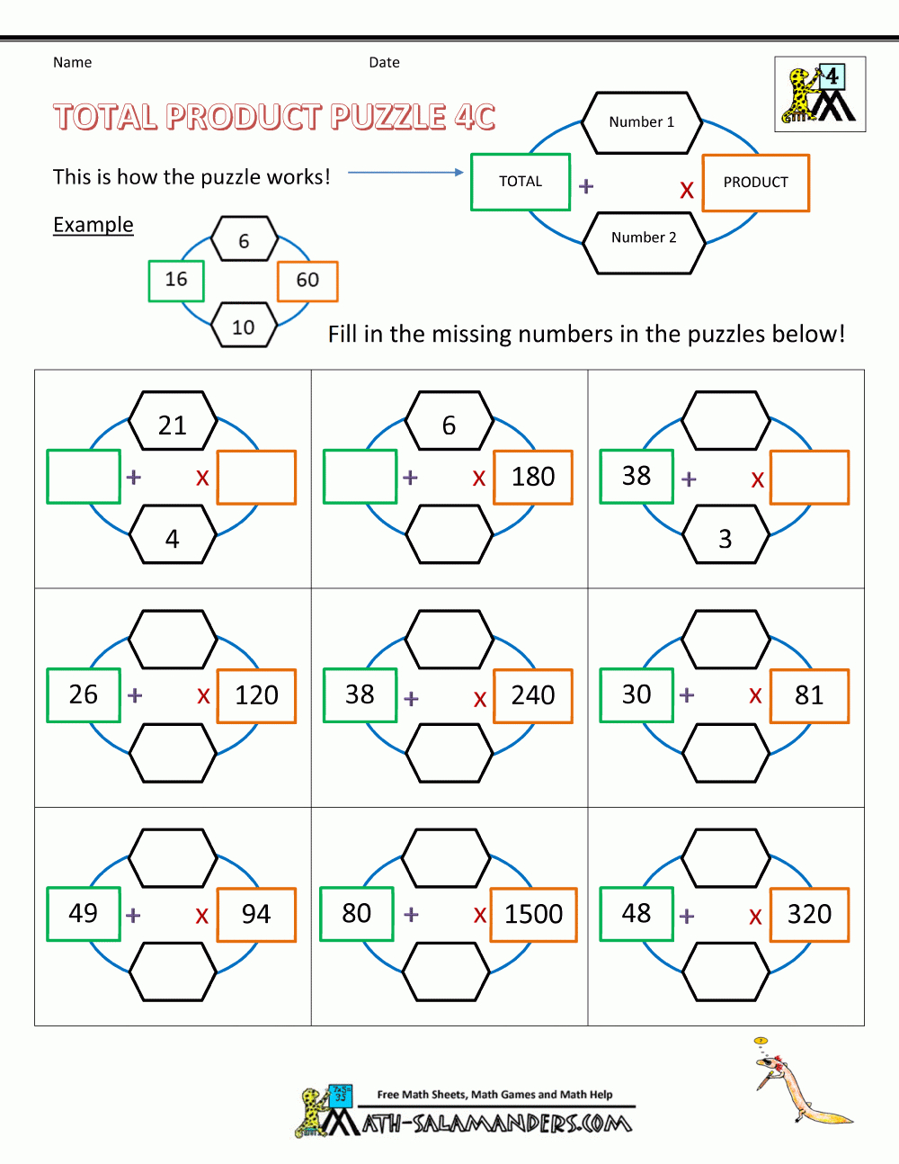 Free Math Puzzles 4Th Grade - Puzzle Worksheet Year 4