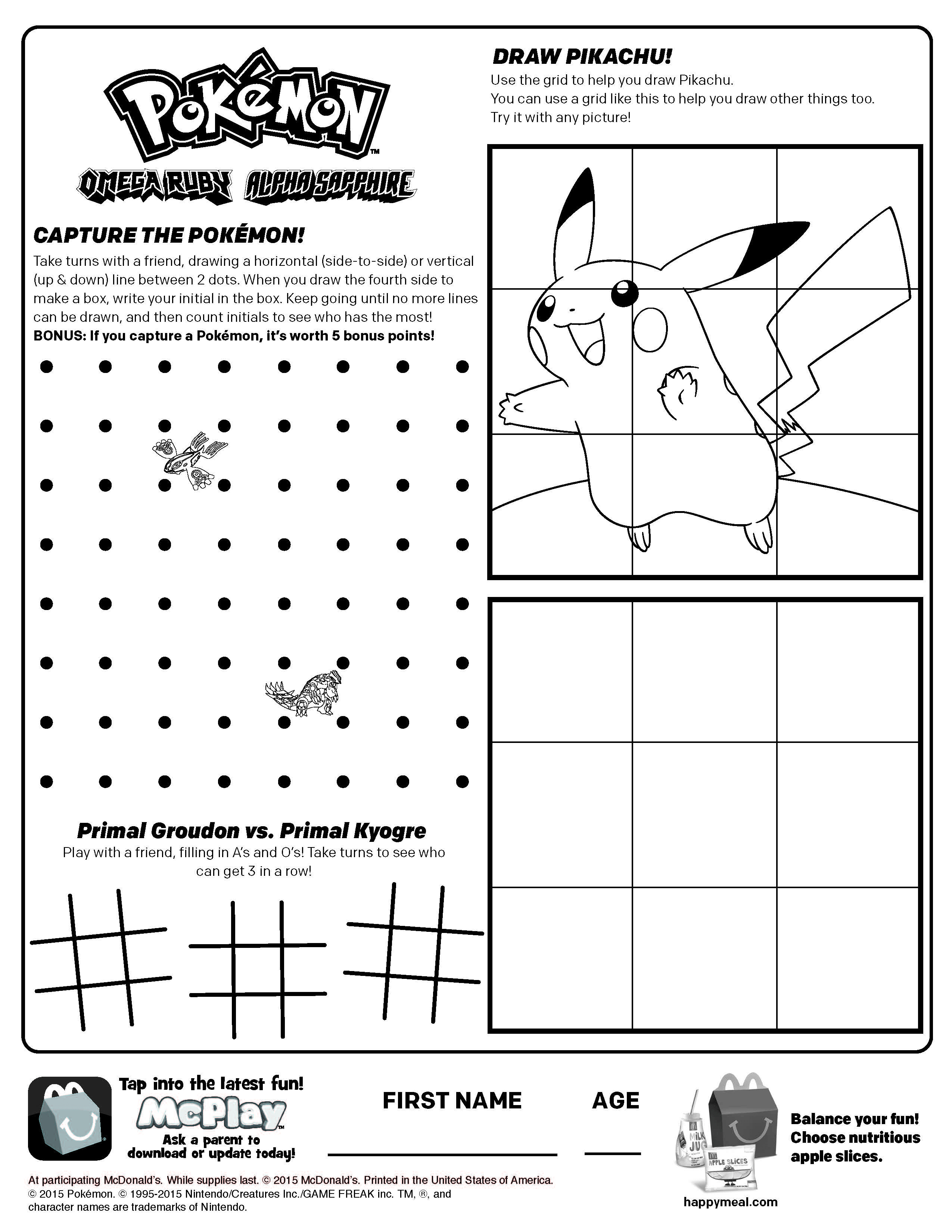 Free Mcdonalds Happy Meal Pokemon Printable Coloring Page Game - Printable Pokemon Puzzles