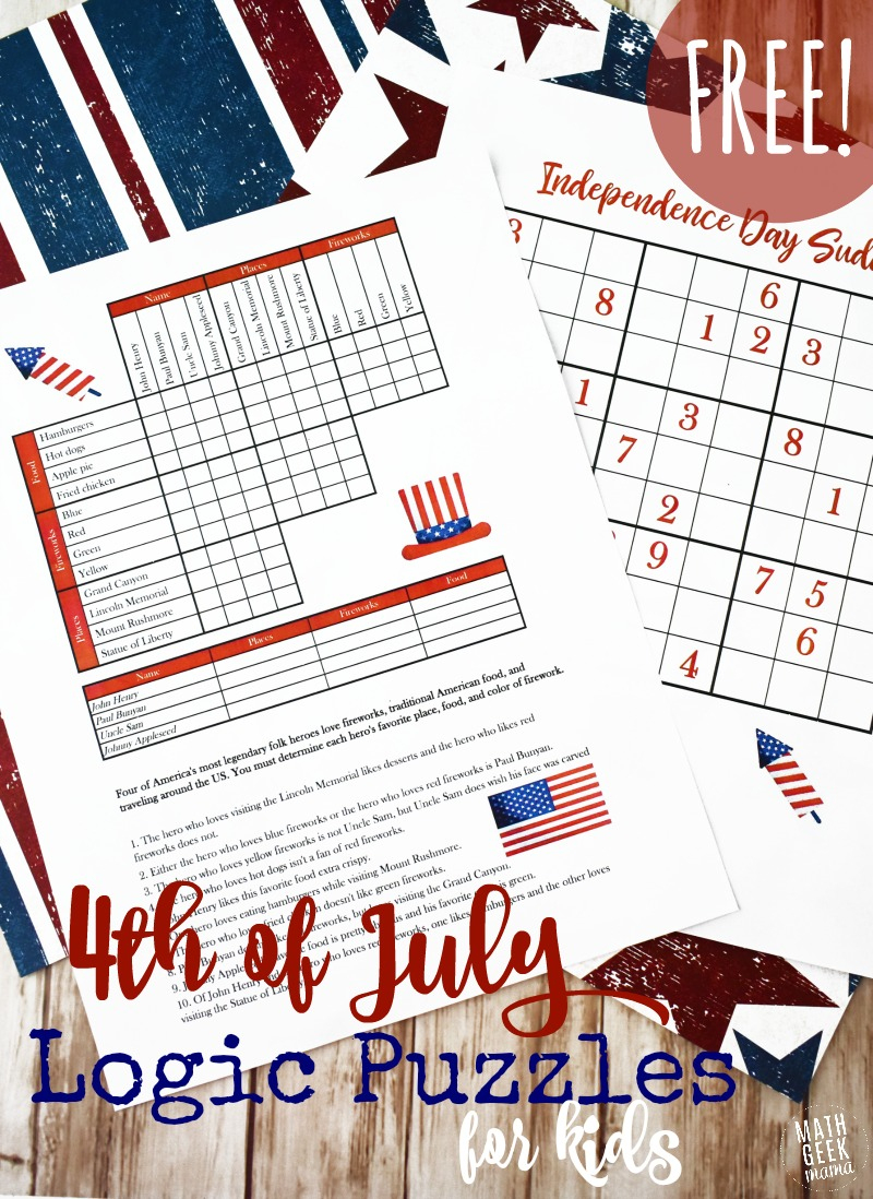 Free Printable 4Th Of July Logic Puzzles For Kids - Money Saving Mom - Printable July 4Th Puzzles