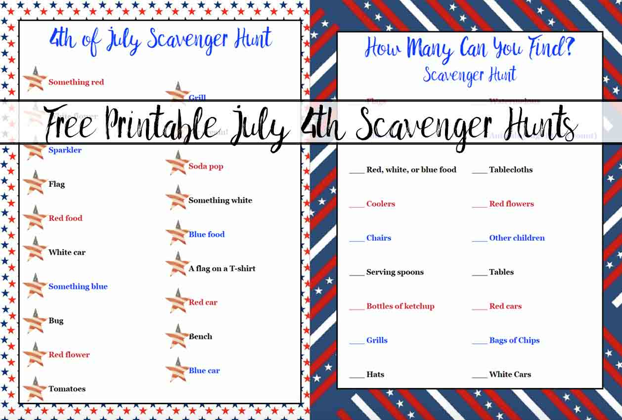 Free Printable 4Th Of July Scavenger Hunts: 2 Different Types - Printable 4Th Of July Crossword Puzzle