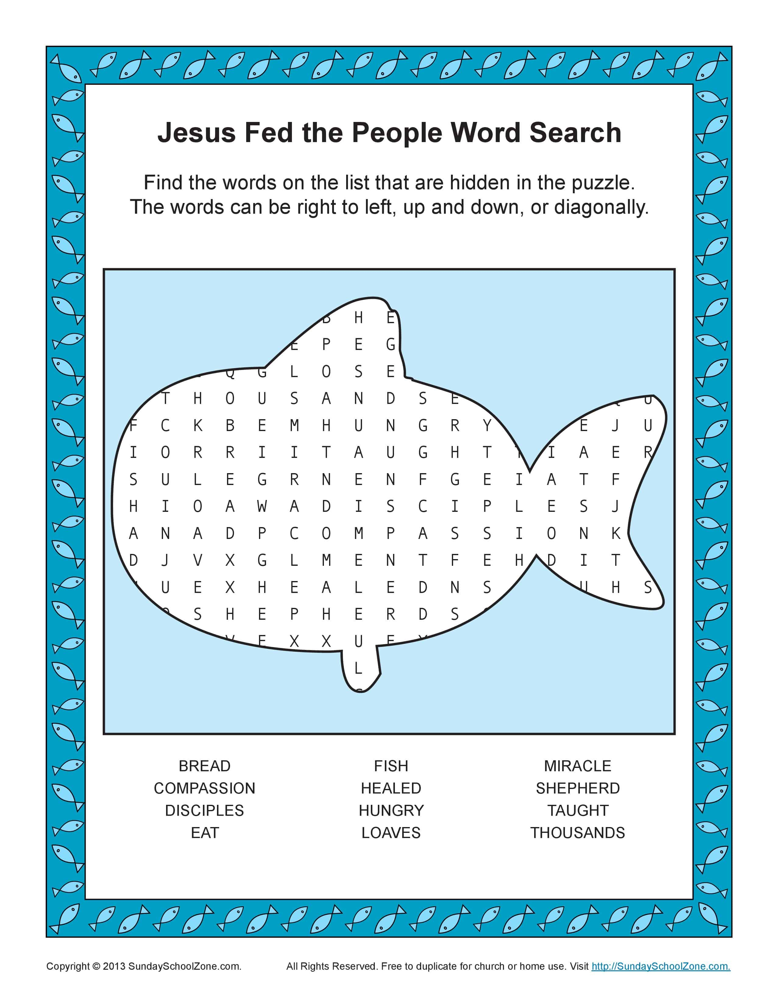 Free, Printable Bible Word Search Activities On Sunday School Zone - Printable Biblical Puzzle
