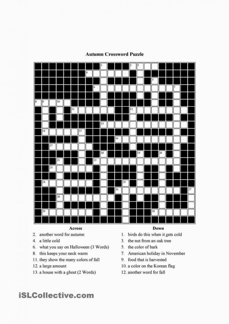 Printable Crossword Puzzles English Learners