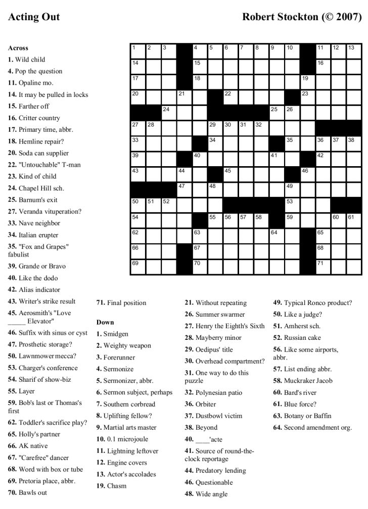 Crossword Puzzle Games Printable