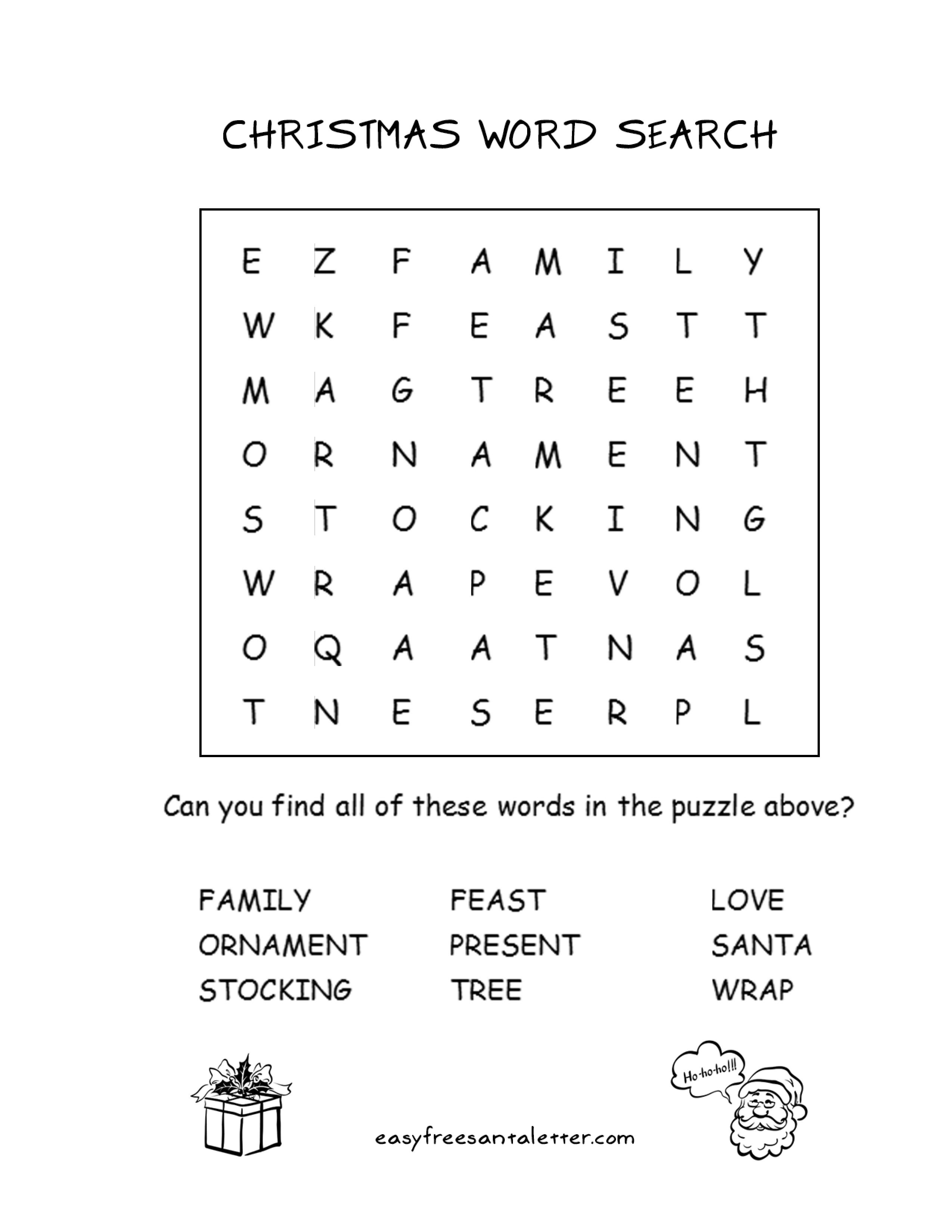 Free Printable Christmas Word Search! | Letters From Santa Christmas - Free Printable Puzzle Games