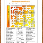 Free Printable Crossword Puzzle For Kids. The Theme Of This Puzzle   Printable Birthday Puzzle