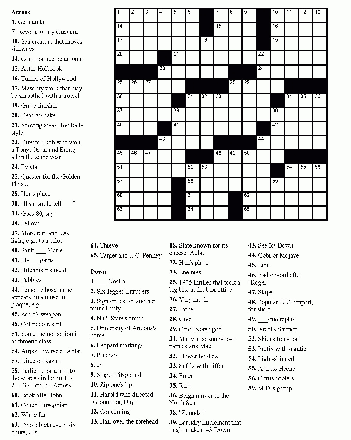 Free Printable Crossword Puzzles Easy For Adults | My Board - Free - Fill In Crossword Puzzles Printable