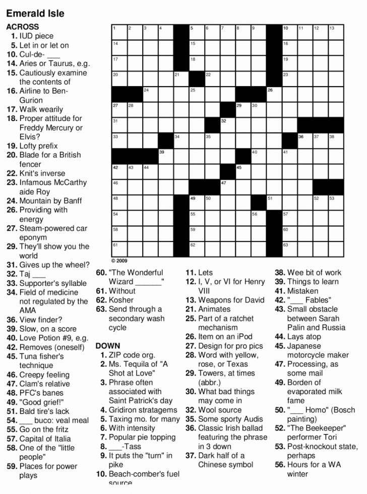 Printable Crossword Puzzles Beginners
