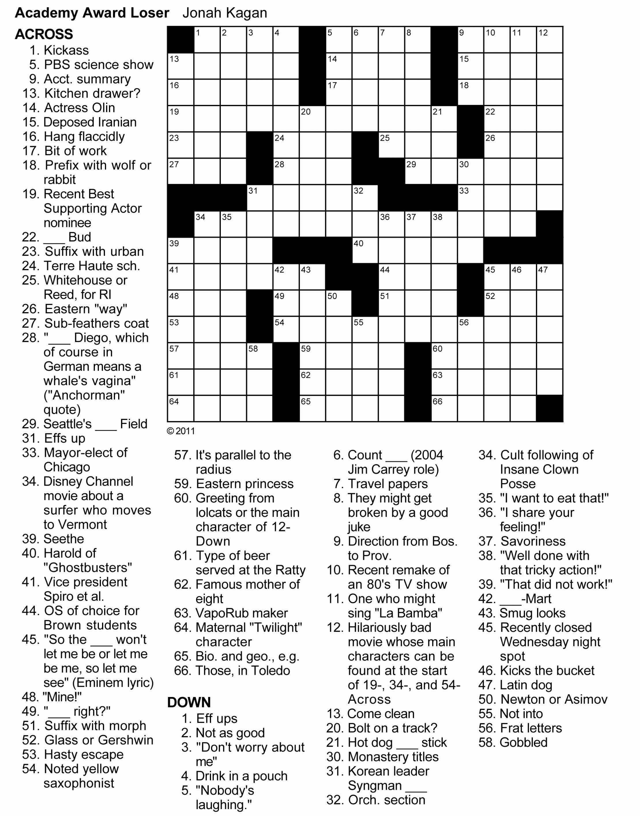 Free Printable Crossword Puzzles For Adults Large Print