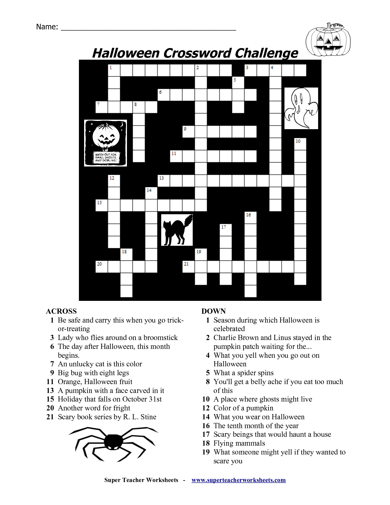 Free Printable Halloween Crosswords | Halloween | Halloween - Halloween Crossword Puzzle Printable