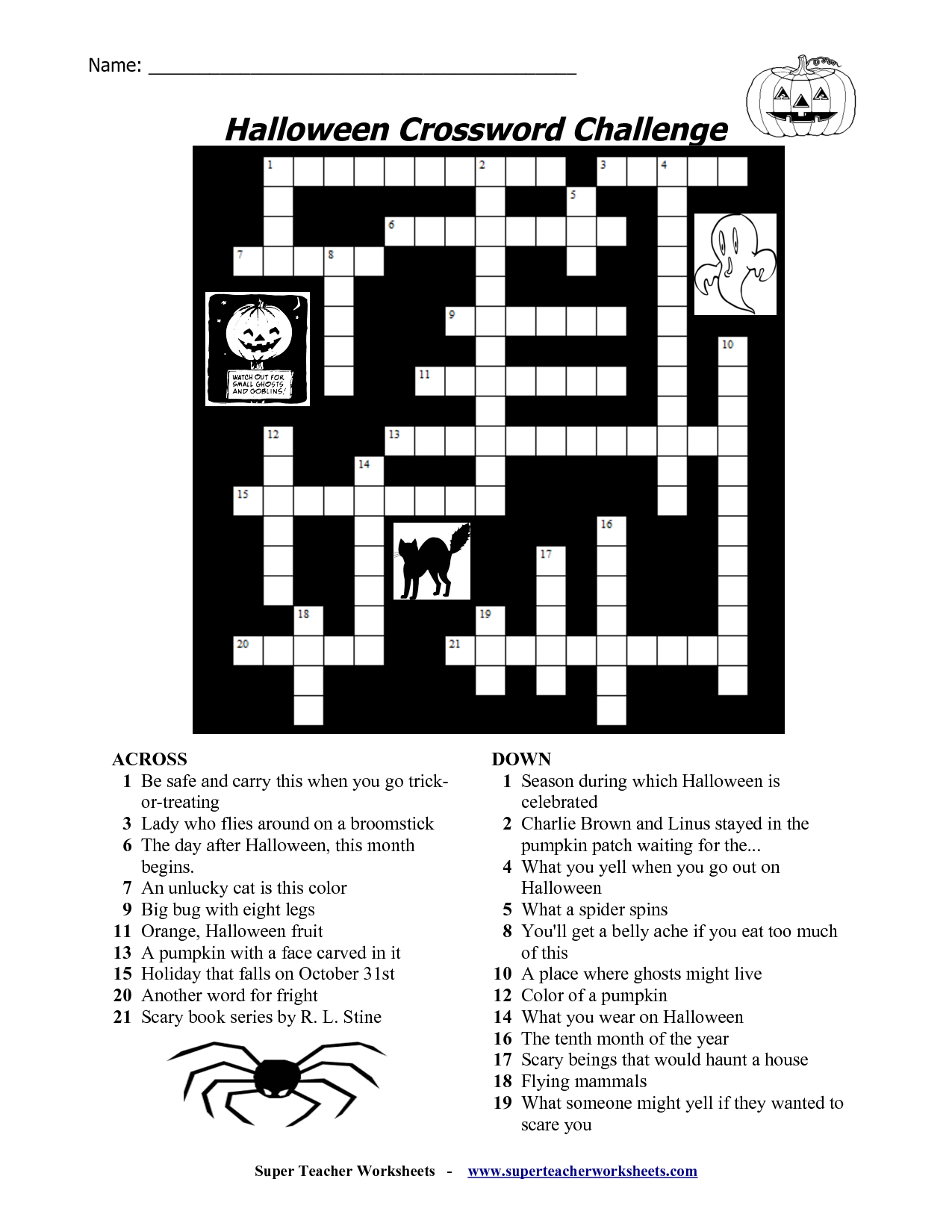 Halloween Crossword Puzzles For Adults Printable Printable Crossword Puzzles