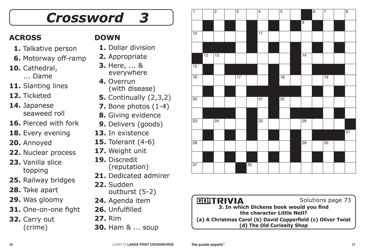 Free Printable Large Print Crossword Puzzles 0002253 Lovatts Large - Printable Crossword Puzzles Nz