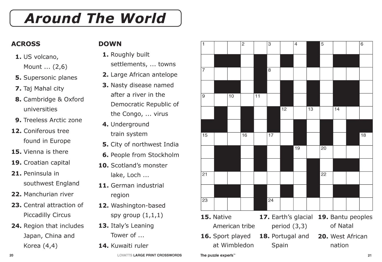 Free Printable Large Print Crossword Puzzles | M3U8 - Printable Crossword Puzzles By Topic