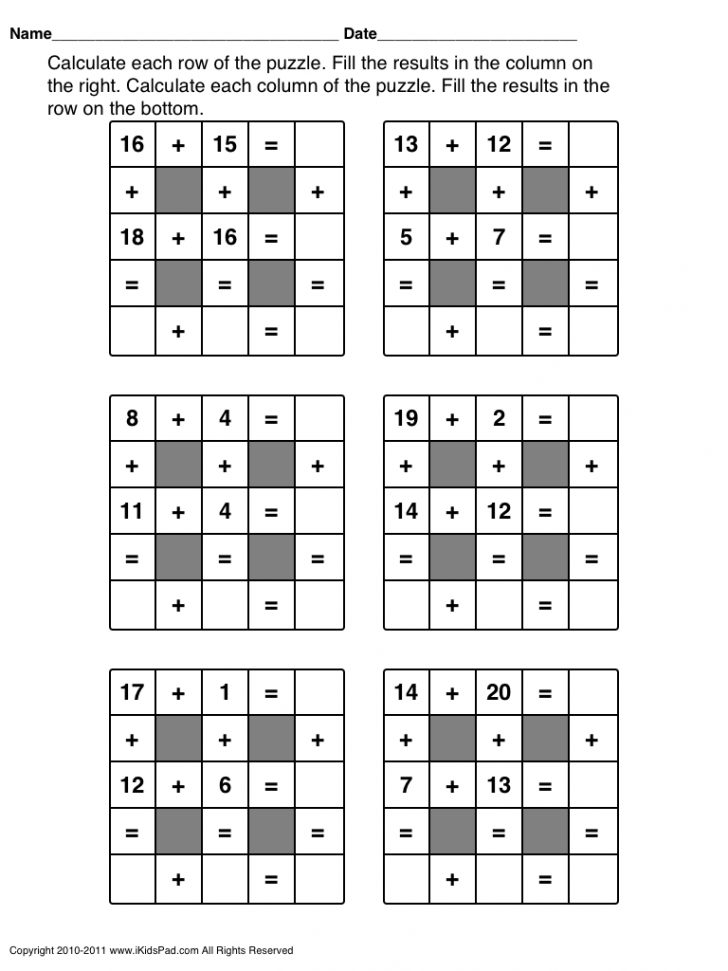 Printable Crossword Puzzles For 1St Graders