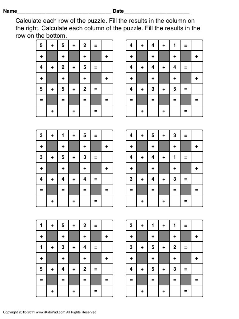 Free Printable Math Operations Puzzle For Kids | Clasa 0 | Printable - Printable Math Puzzle Games