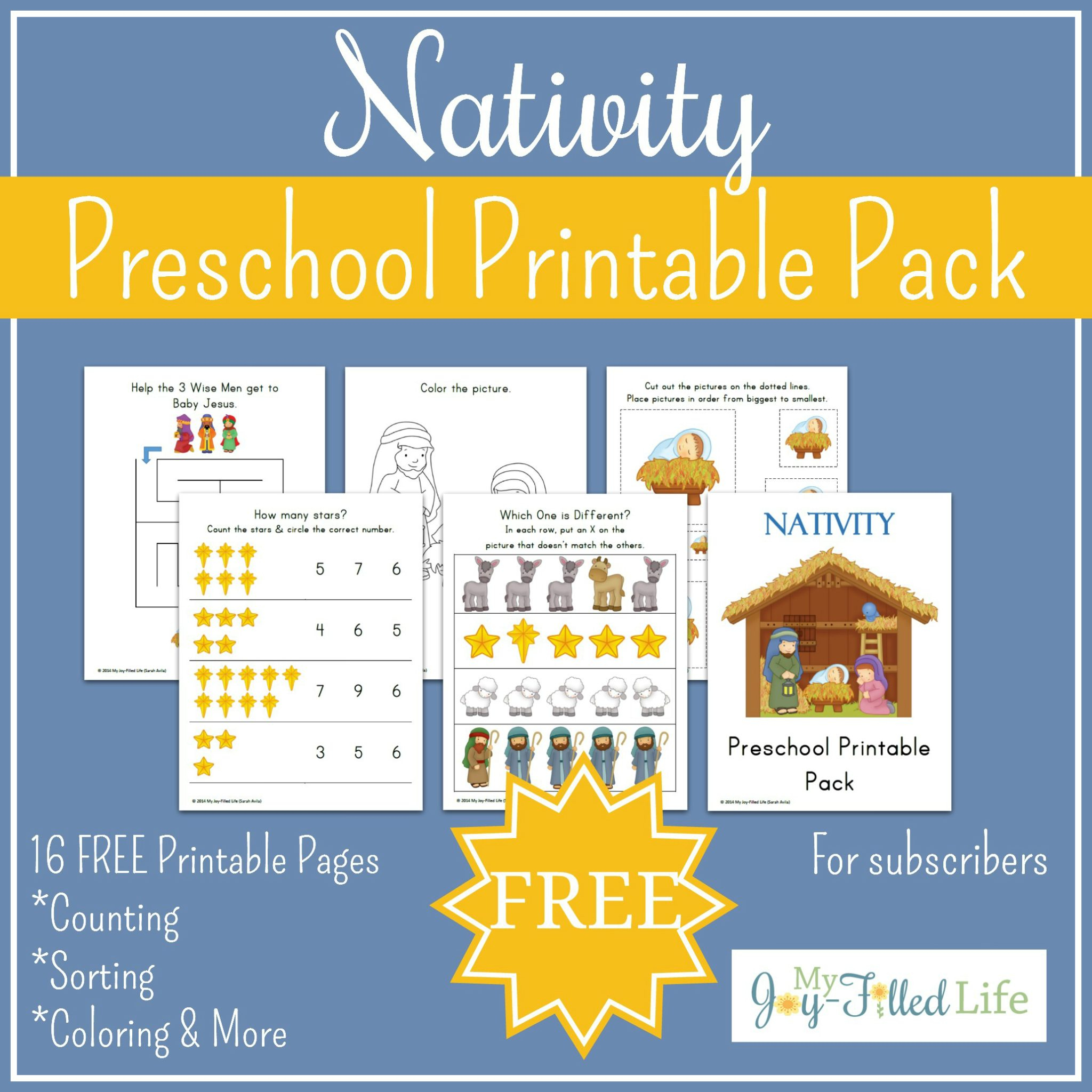Free Printable Nativity Preschool Pack - My Joy-Filled Life - Printable Nativity Puzzle