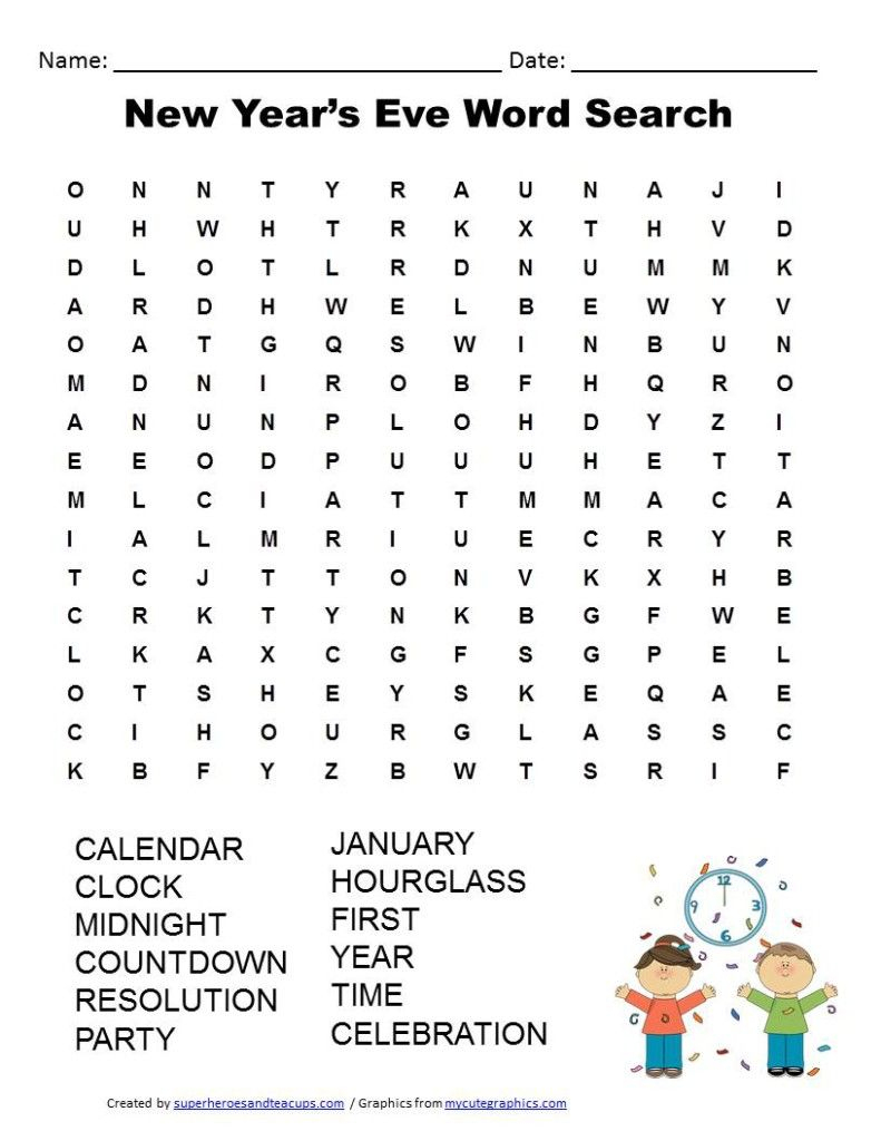 Free Printable New Year&amp;#039;s Eve Word Search | New Years | New Year&amp;#039;s - New Year Crossword Puzzle Printable