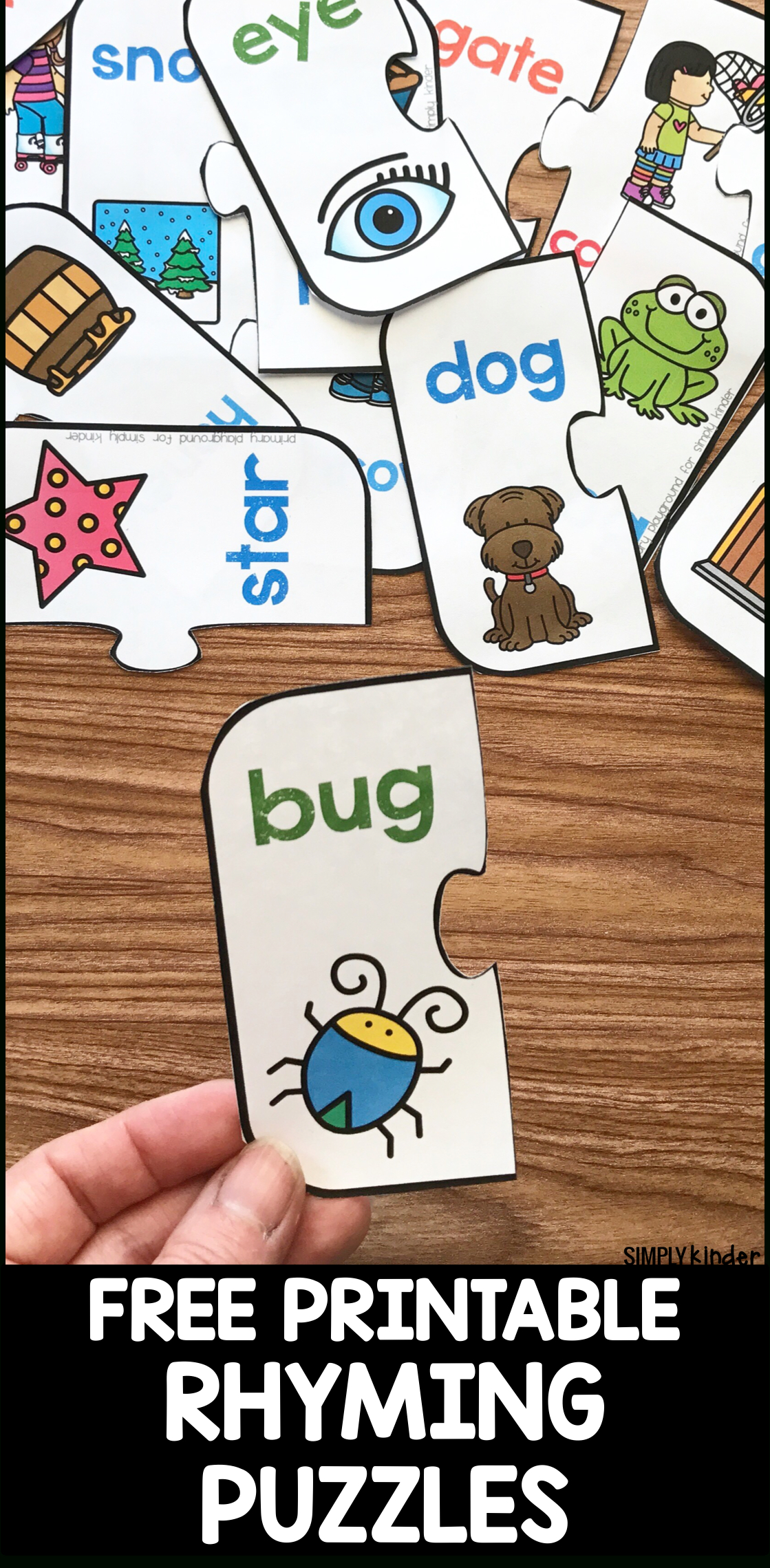 Free Printable Rhyming Puzzles - Simply Kinder - Printable Puzzles Kindergarten