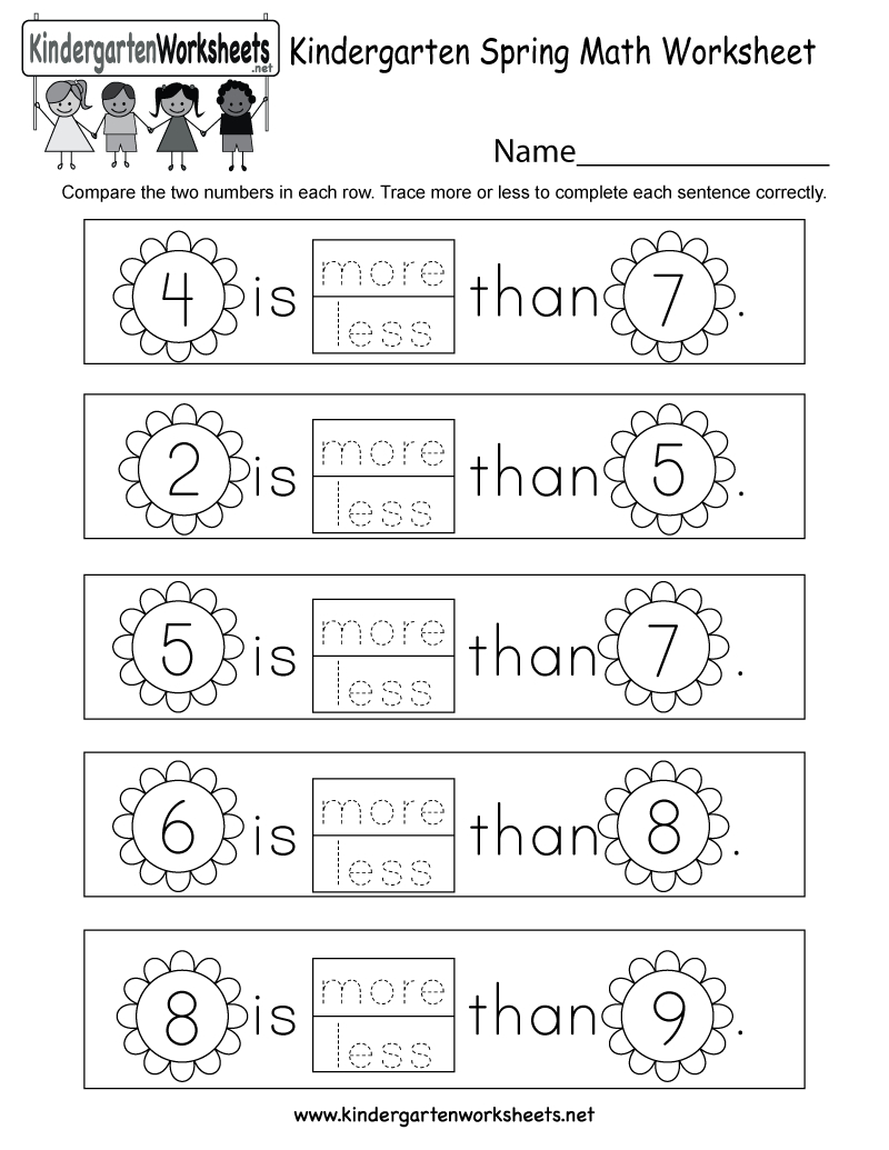 Free Printable Spring Math Worksheet For Kindergarten - Free - Printable Math Puzzles For Kindergarten