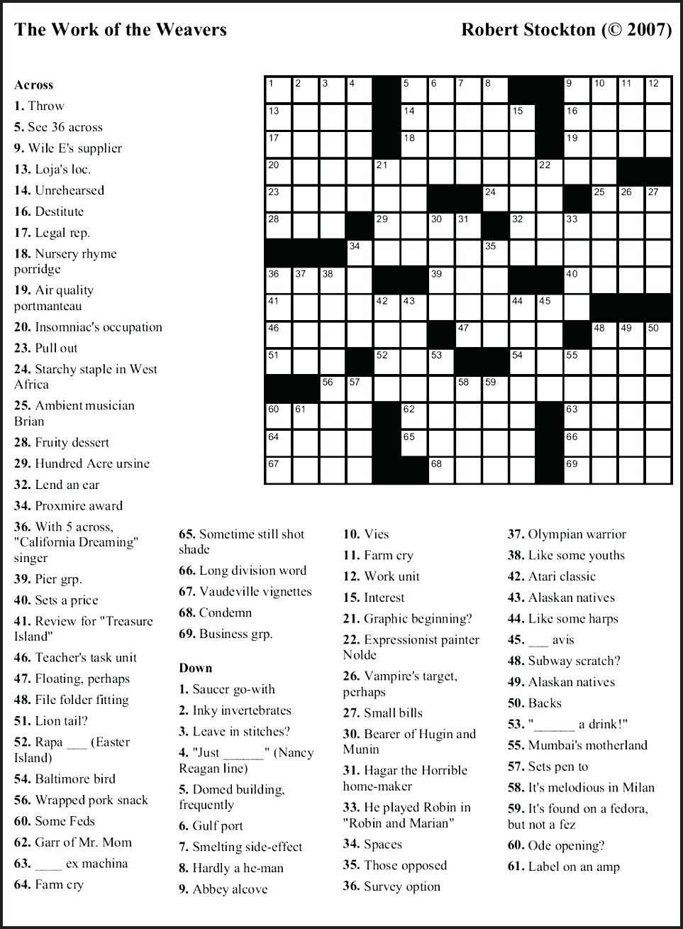 Free Printable Themed Crossword Puzzles – Myheartbeats.club - Free Printable Crossword Puzzles With Answers