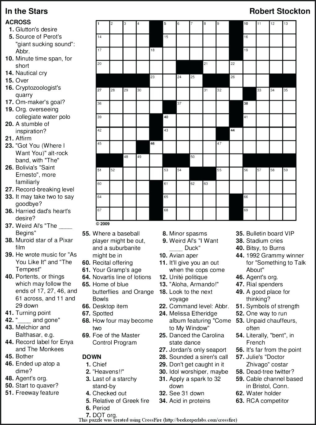 Free Printable Themed Crossword Puzzles – Myheartbeats.club - Printable Crossword Puzzles June 2018