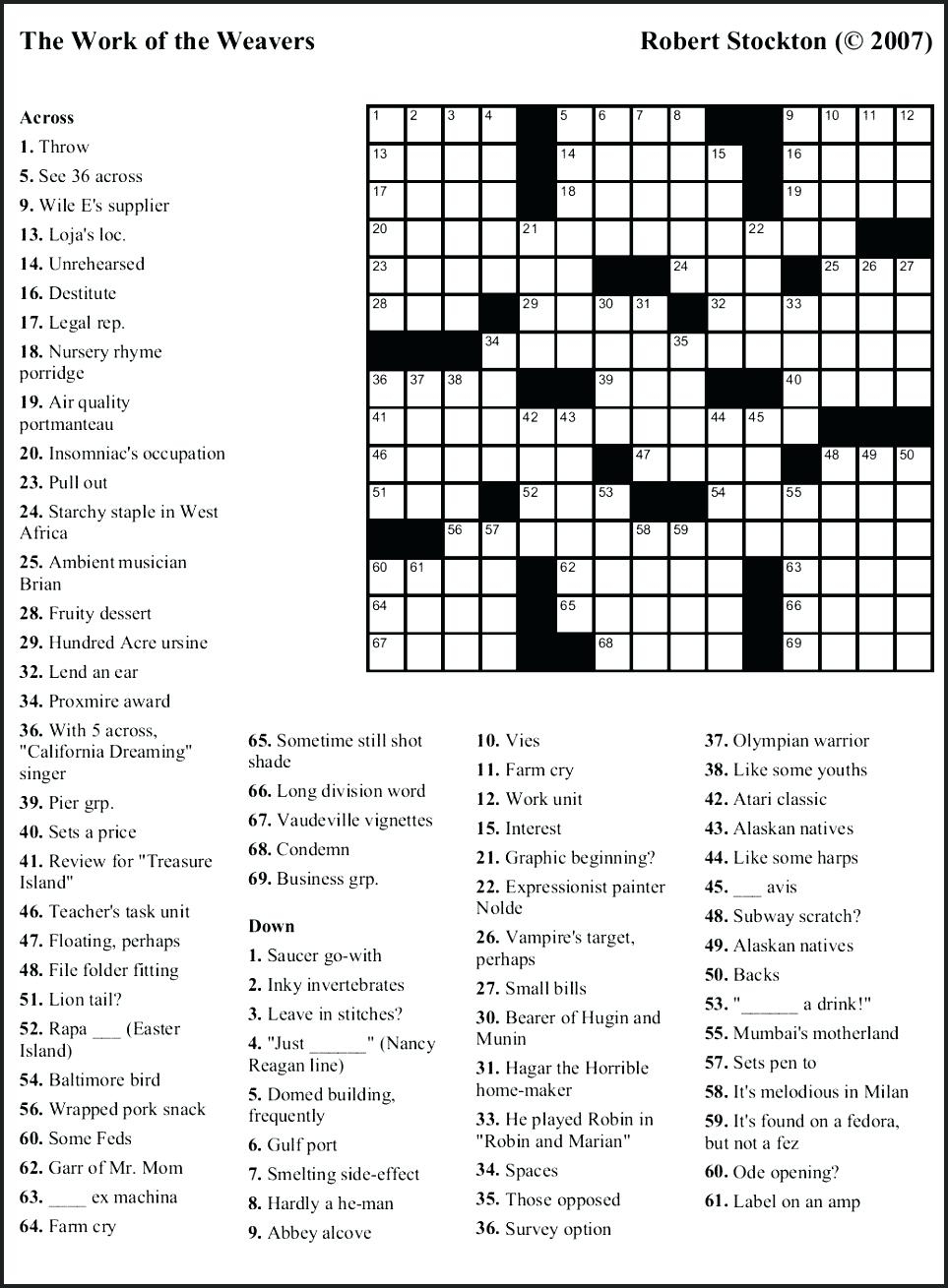 Free Printable Themed Crossword Puzzles – Myheartbeats.club - Printable Crossword Themed