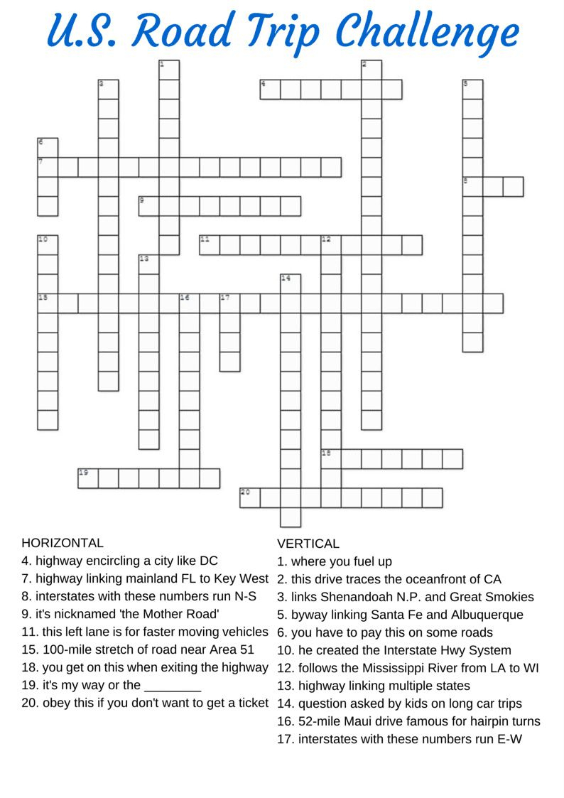 Free Printable Travel Games For Kids - Printable Crossword Puzzles For Tweens