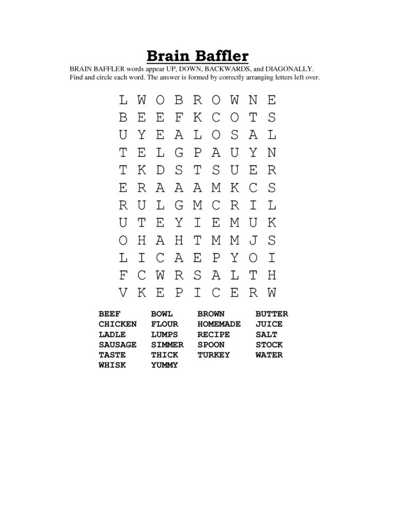 Free Printable Word Search Puzzle #10 - Food - National Puzzle Day - Printable Word Puzzles Pdf