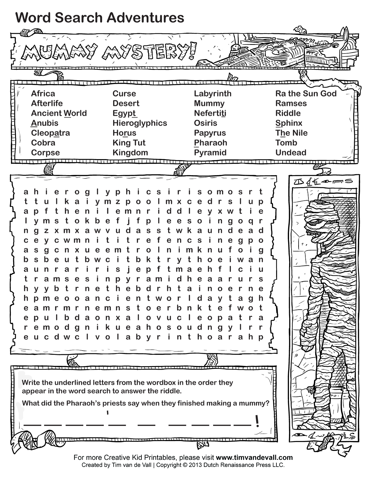Free Printable Word Searches For Kids - Printable Mystery Puzzles