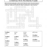 Freebie Xmas Puzzle To Print. Fill In The Blanks Crossword Like   English Language Crossword Puzzles Printable