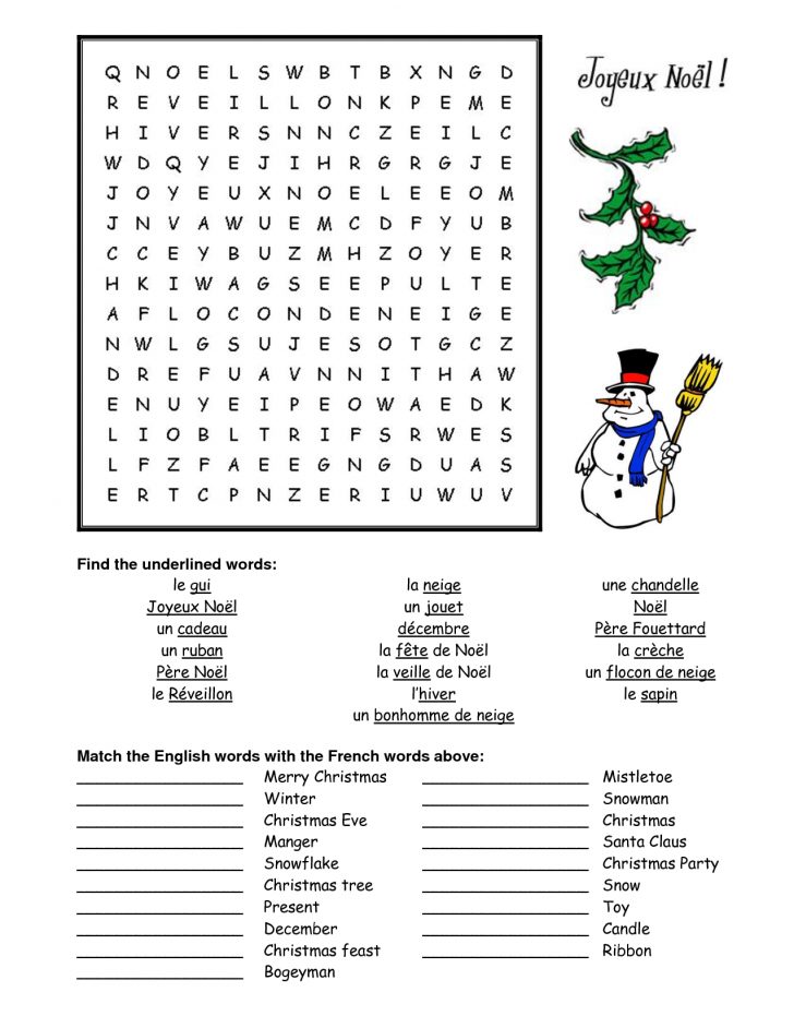 French Christmas Word Search - Google Search 