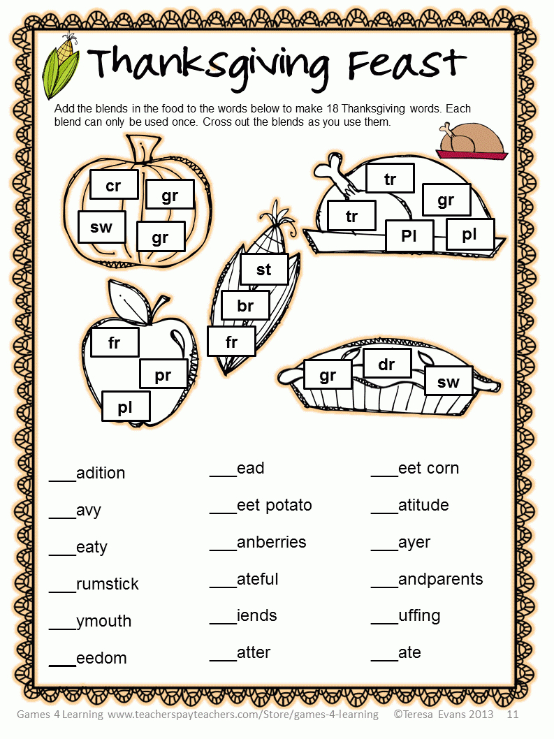 Fun Games 4 Learning: November 2013 - Printable November Puzzles