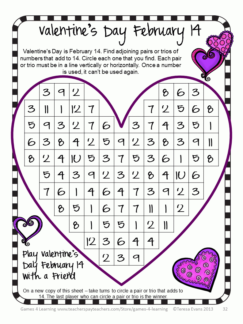 Fun Games 4 Learning: Valentine&amp;#039;s Fun Freebies - Printable Valentine Puzzles Games
