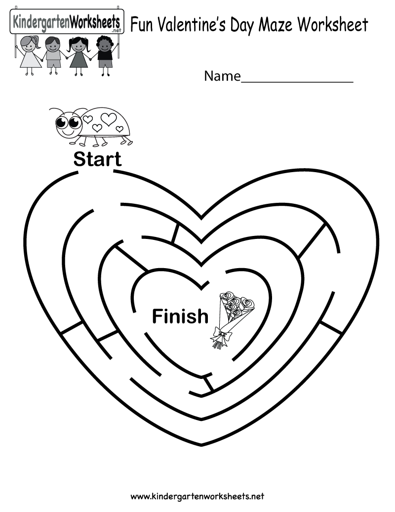 Fun Valentine&amp;#039;s Day Maze Worksheet - Free Kindergarten Holiday - Valentine&amp;#039;s Day Printable Puzzle