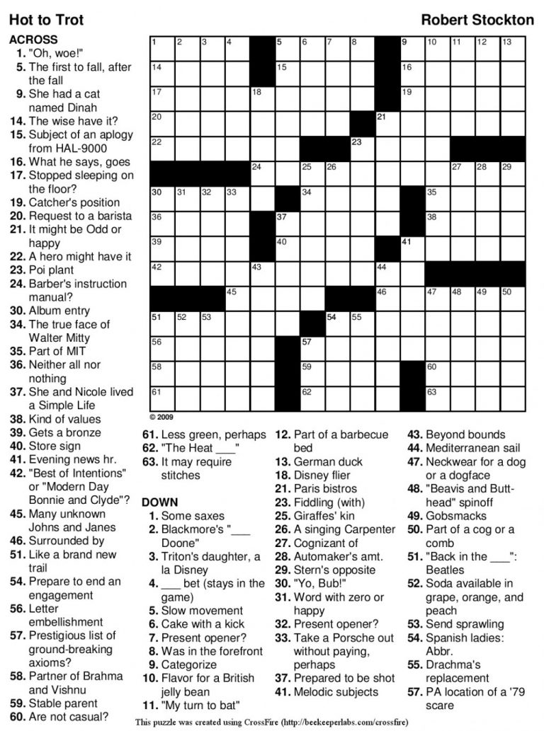 easy crossword puzzles for seniors