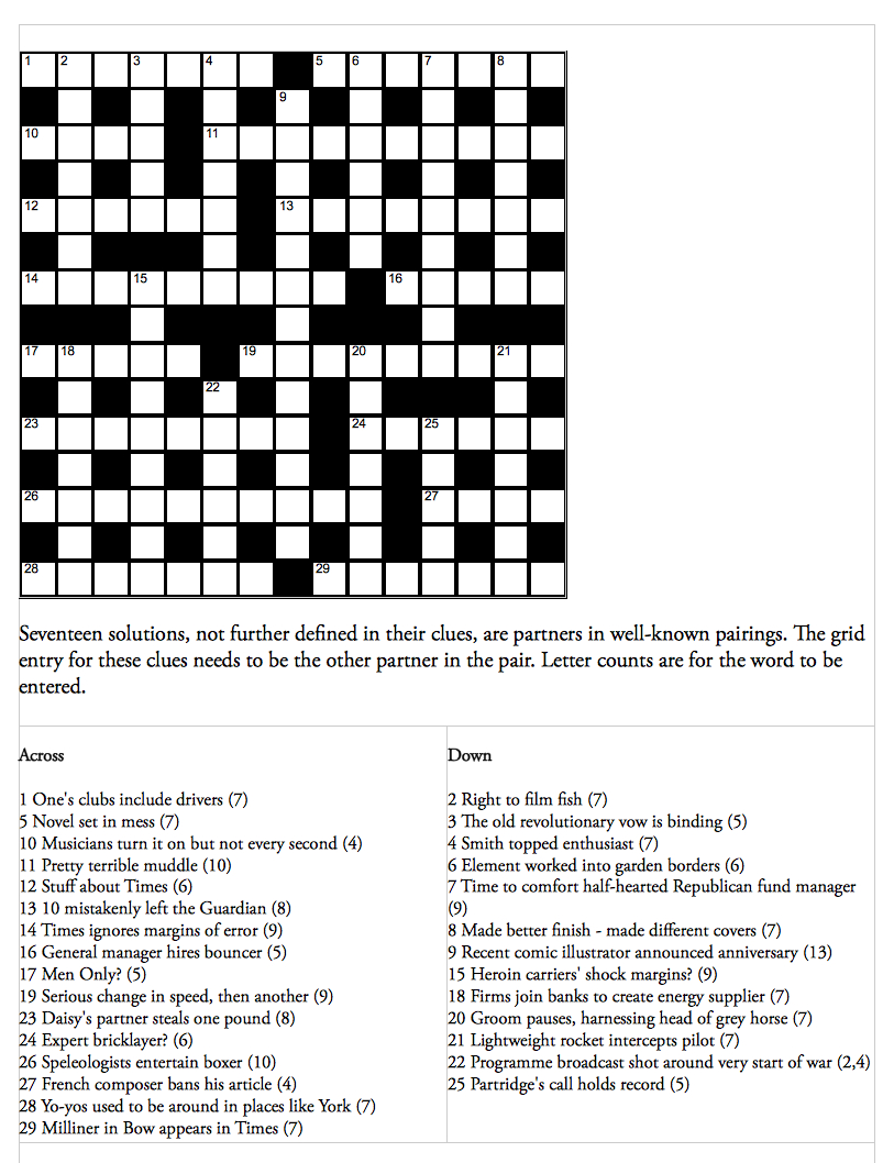 Genius Crossword No 142 | Crosswords | The Guardian - Guardian Printable Quick Crossword