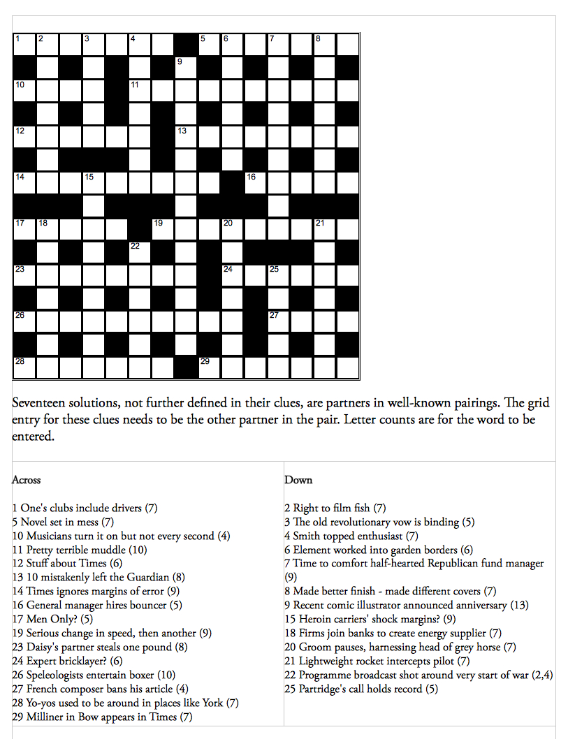 Genius Crossword No 142 | Crosswords | The Guardian - Guardian Quick Crossword Printable Version