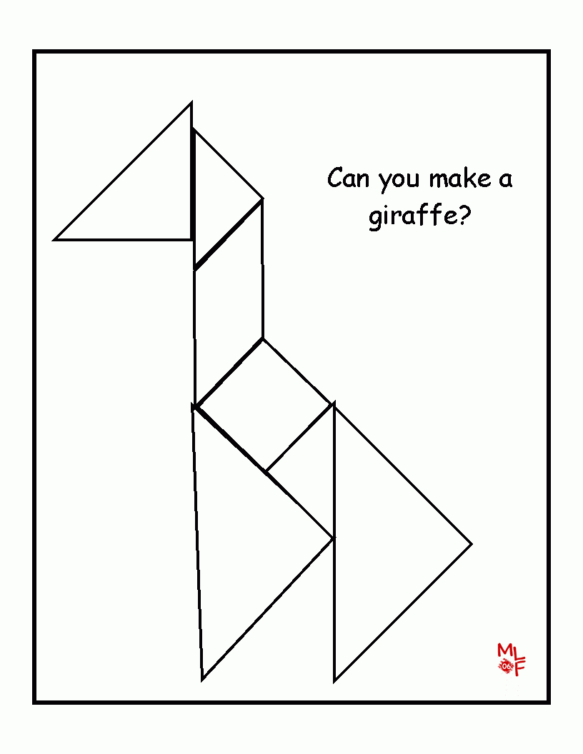 Giraffe Tangram Printable | Preschool - Zoo | Tangram Printable - Printable Tangram Puzzle