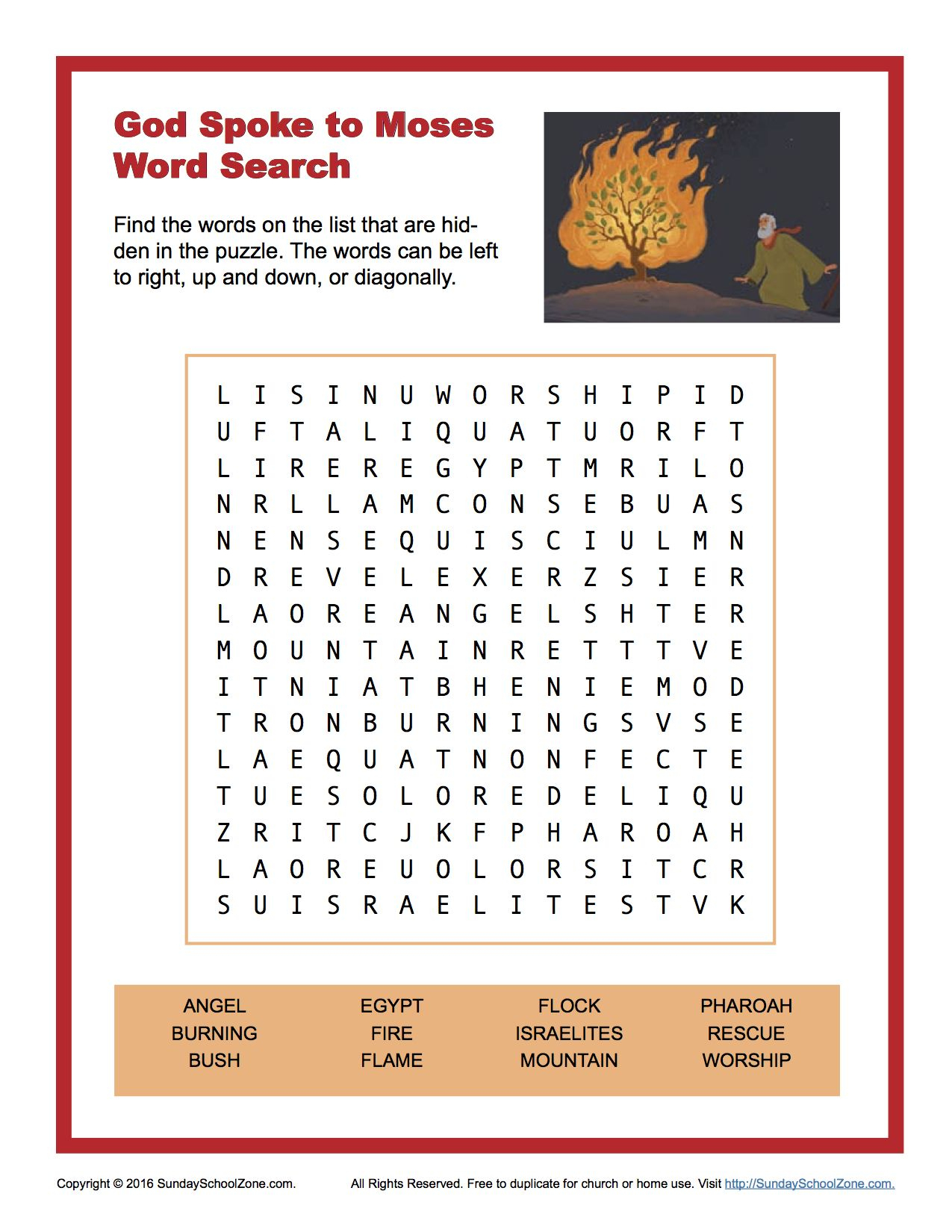 God Spoke To Moses Word Search - Children&amp;#039;s Bible Activities - Printable Puzzles On Moses
