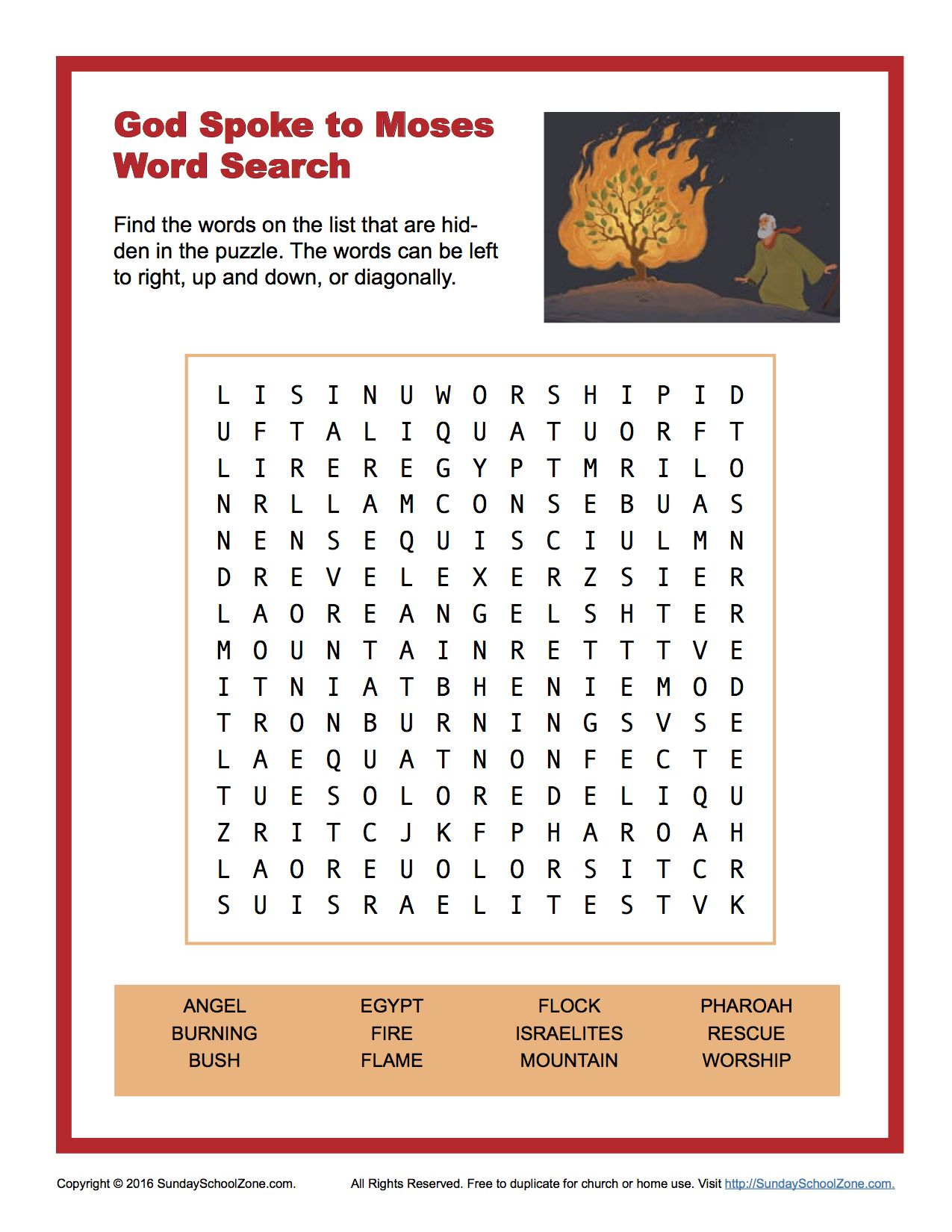 Moses And The Burning Bush Printable Activities