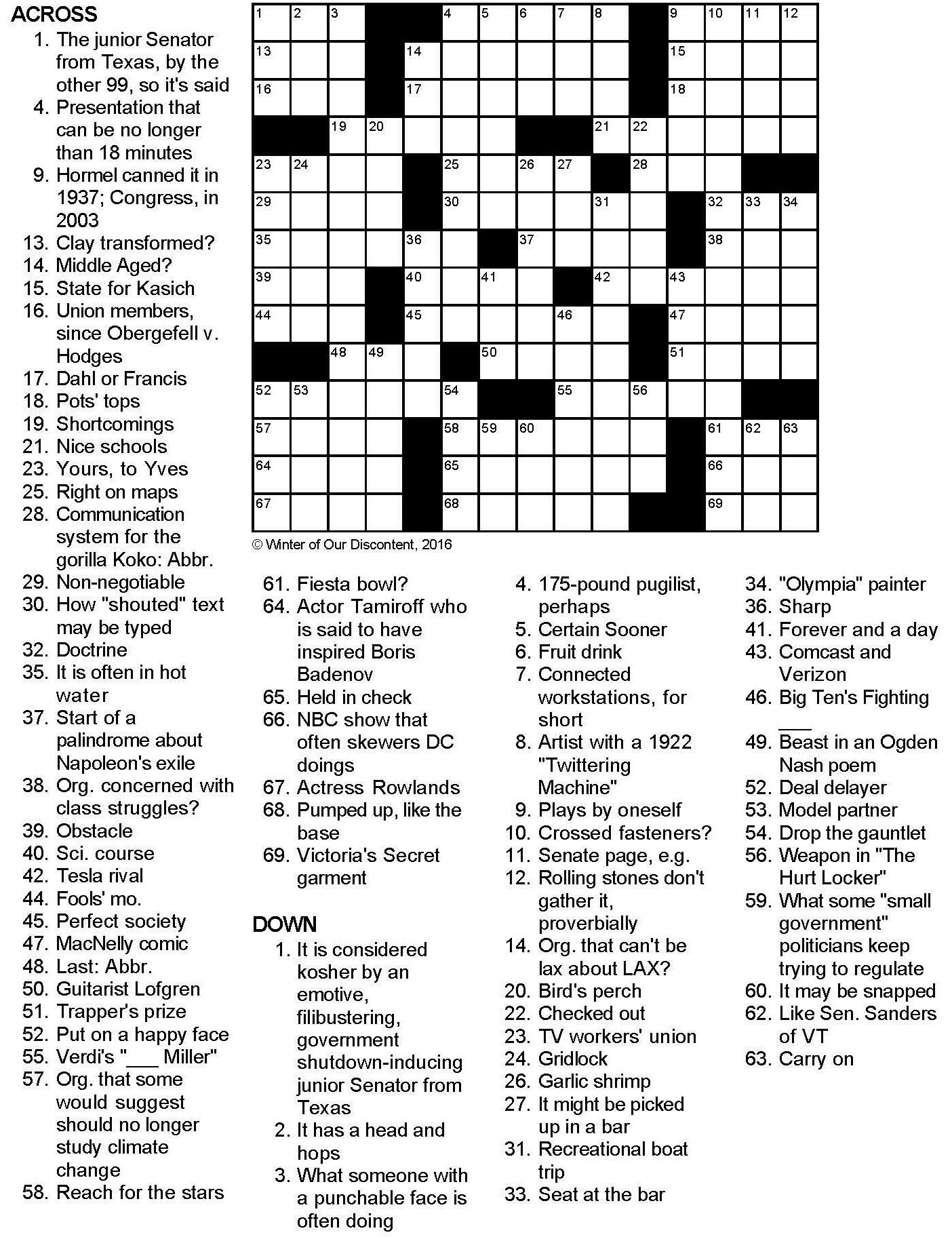 Printable Canadian Crossword Printable Crossword Puzzles