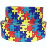 Grosgrain Ribbon 5/8", 7/8",1.5" Or 3" In Autism Awareness Puzzle   Puzzle Print Ribbon