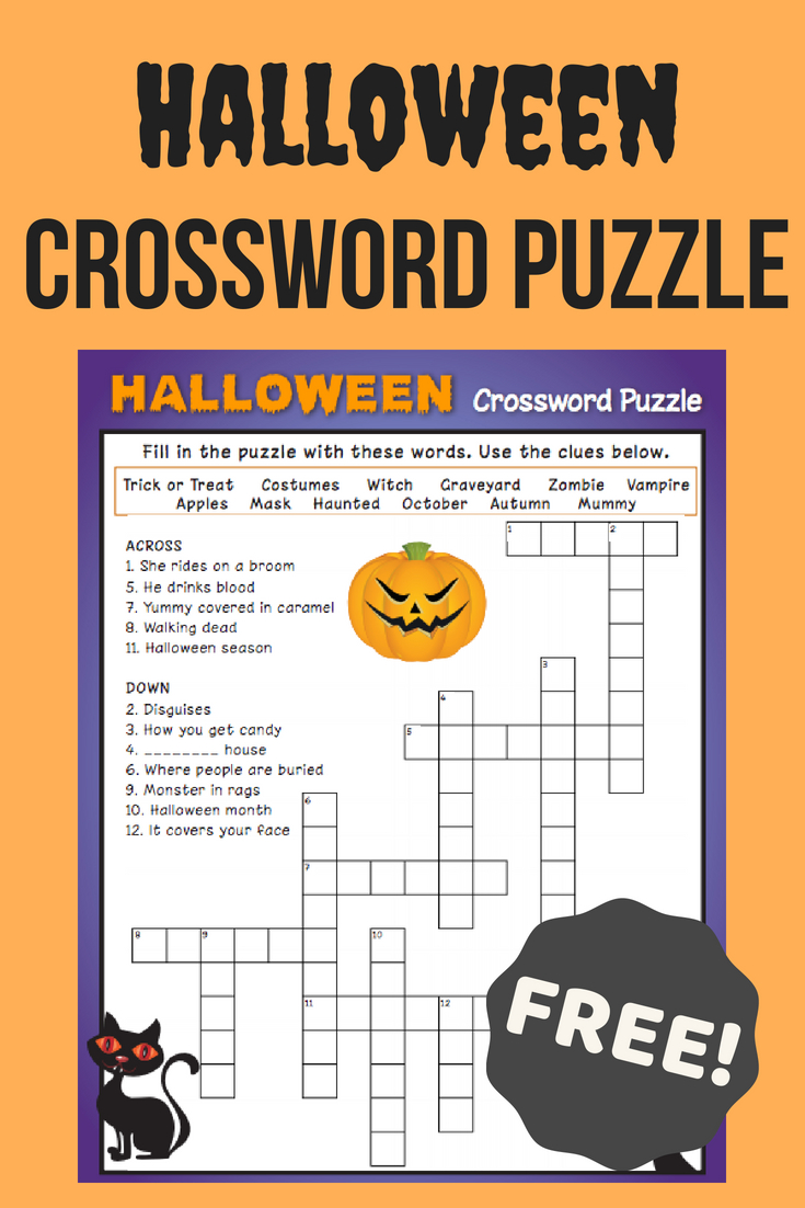 Halloween Crossword Puzzle #3 | Fall Fun | Halloween Crossword - Printable Crossword #3