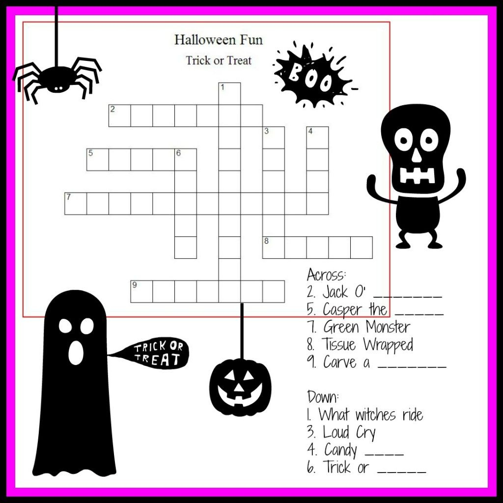 Halloween Crossword &amp;amp; Puzzles For Kids | ~All Hallows Eve - Halloween Crossword Puzzle Printable 3Rd Grade
