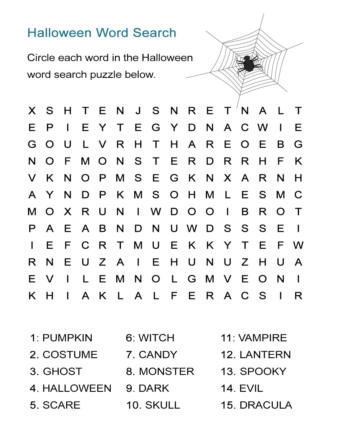 Halloween Word Search Puzzle: Find The Halloween Vocabulary In This - Printable Halloween Puzzles