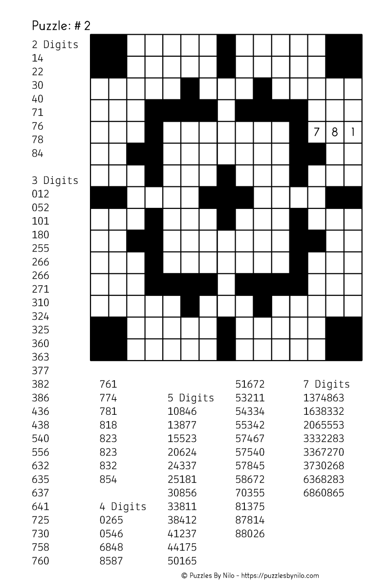 Number Fill In Puzzles - Printable Fill In Puzzle ...